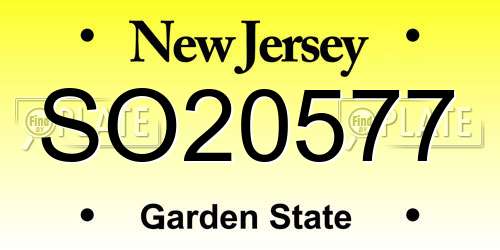SO20577 New Jersey License Plate
