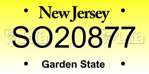 SO20877 New Jersey License Plate