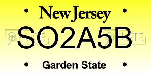 SO2A5B New Jersey License Plate