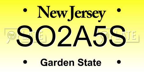 SO2A5S New Jersey License Plate