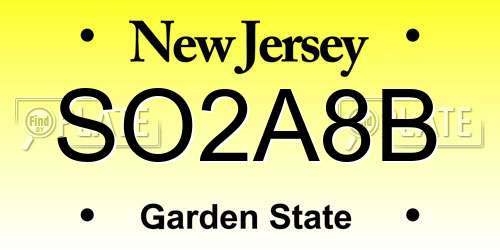 SO2A8B New Jersey License Plate
