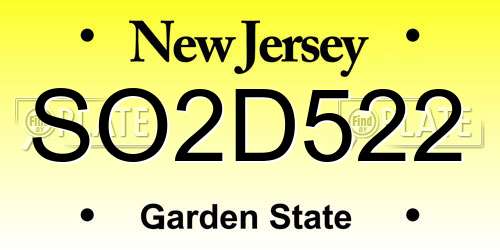 SO2D522 New Jersey License Plate