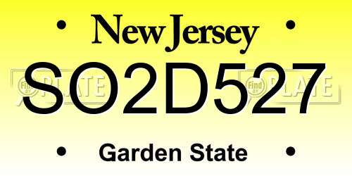 SO2D527 New Jersey License Plate