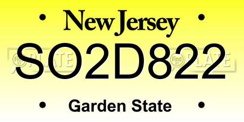 SO2D822 New Jersey License Plate