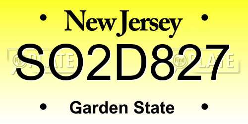 SO2D827 New Jersey License Plate