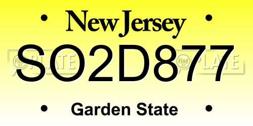 SO2D877 New Jersey License Plate
