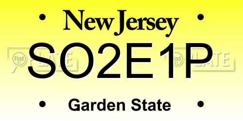 SO2E1P New Jersey License Plate
