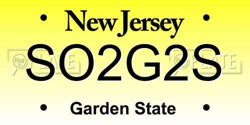 SO2G2S New Jersey License Plate