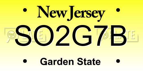 SO2G7B New Jersey License Plate