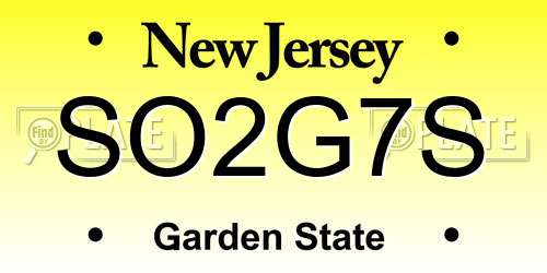 SO2G7S New Jersey License Plate