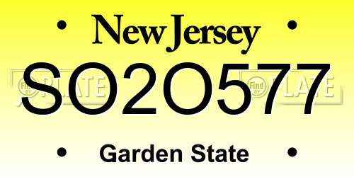 SO2O577 New Jersey License Plate