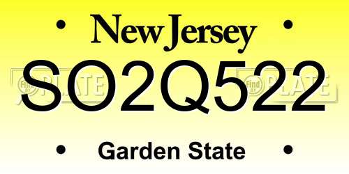 SO2Q522 New Jersey License Plate
