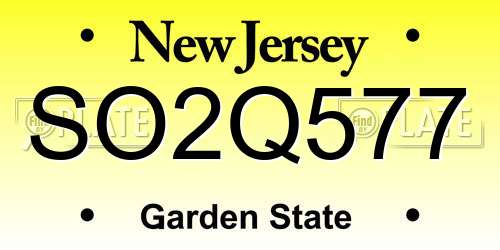 SO2Q577 New Jersey License Plate