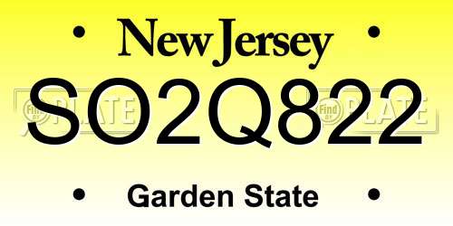 SO2Q822 New Jersey License Plate