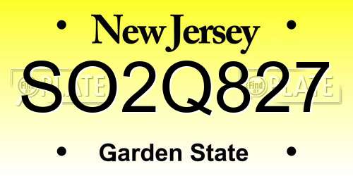 SO2Q827 New Jersey License Plate