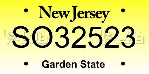 SO32523 New Jersey License Plate