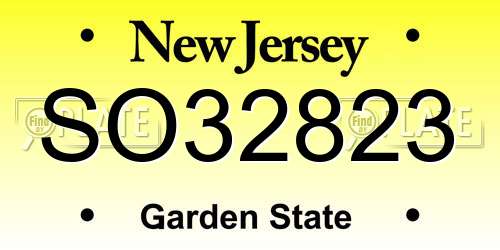 SO32823 New Jersey License Plate