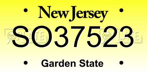 SO37523 New Jersey License Plate