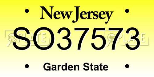 SO37573 New Jersey License Plate