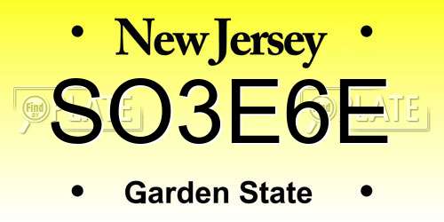 SO3E6E New Jersey License Plate