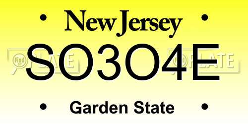 SO3O4E New Jersey License Plate