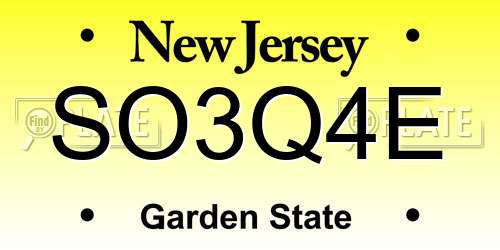 SO3Q4E New Jersey License Plate