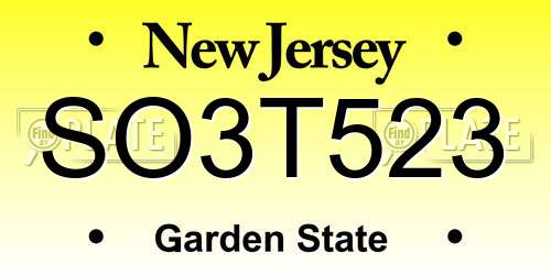 SO3T523 New Jersey License Plate