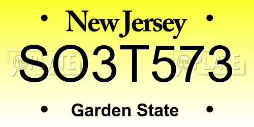 SO3T573 New Jersey License Plate