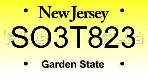SO3T823 New Jersey License Plate
