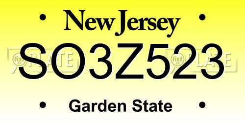 SO3Z523 New Jersey License Plate