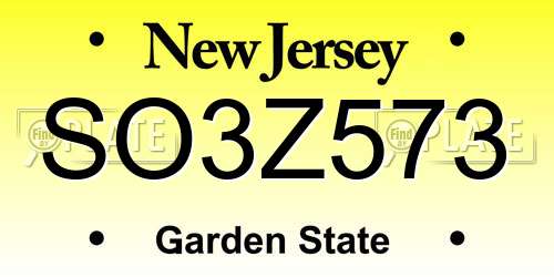 SO3Z573 New Jersey License Plate