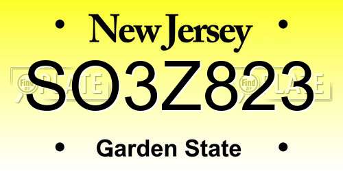 SO3Z823 New Jersey License Plate