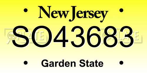 SO43683 New Jersey License Plate