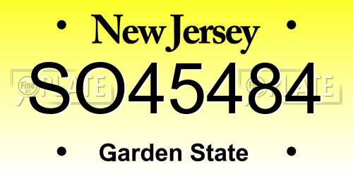 SO45484 New Jersey License Plate