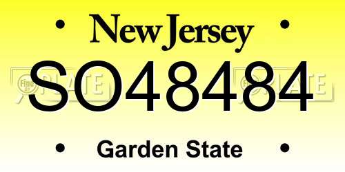 SO48484 New Jersey License Plate