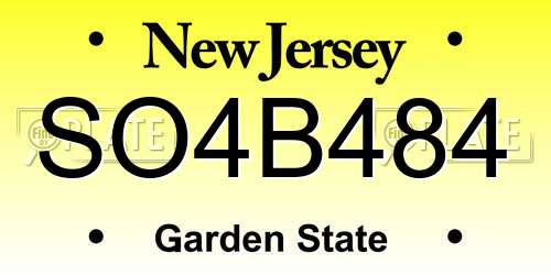 SO4B484 New Jersey License Plate