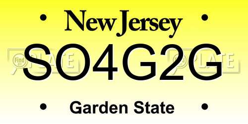 SO4G2G New Jersey License Plate