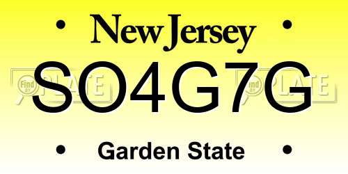 SO4G7G New Jersey License Plate
