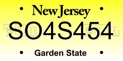 SO4S454 New Jersey License Plate