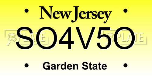 SO4V5O New Jersey License Plate