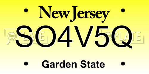 SO4V5Q New Jersey License Plate