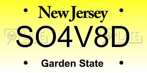 SO4V8D New Jersey License Plate