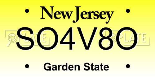 SO4V8O New Jersey License Plate