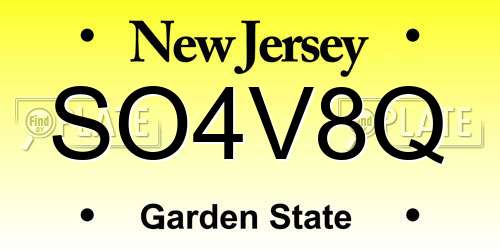 SO4V8Q New Jersey License Plate