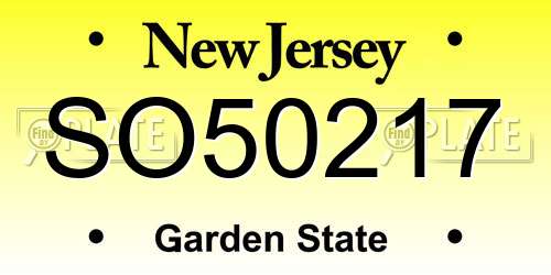 SO50217 New Jersey License Plate