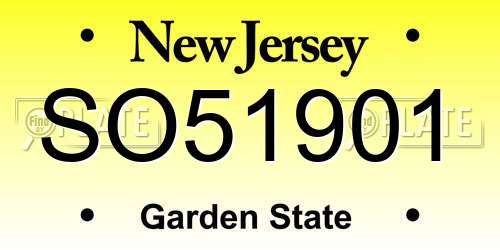 SO51901 New Jersey License Plate