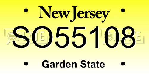 SO55108 New Jersey License Plate