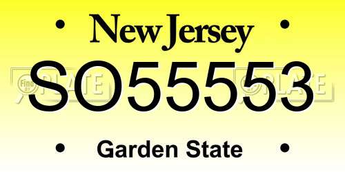 SO55553 New Jersey License Plate