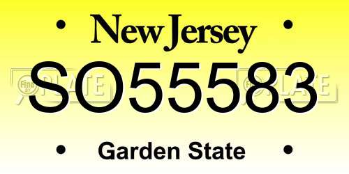 SO55583 New Jersey License Plate