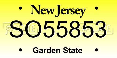 SO55853 New Jersey License Plate